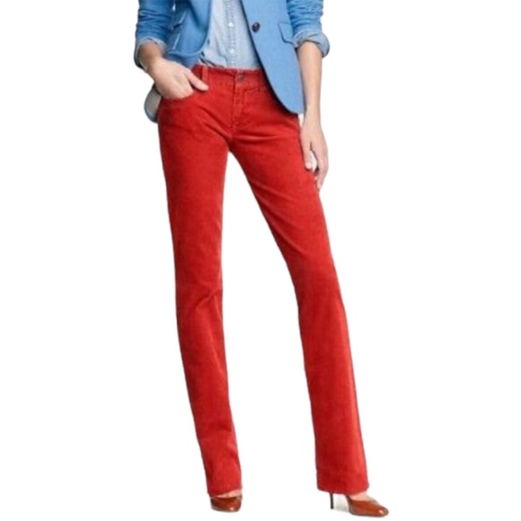 J CREW Red Corduroy Favorite Fit Cords Bootleg Pants 6 Short - Picture 1 of 5